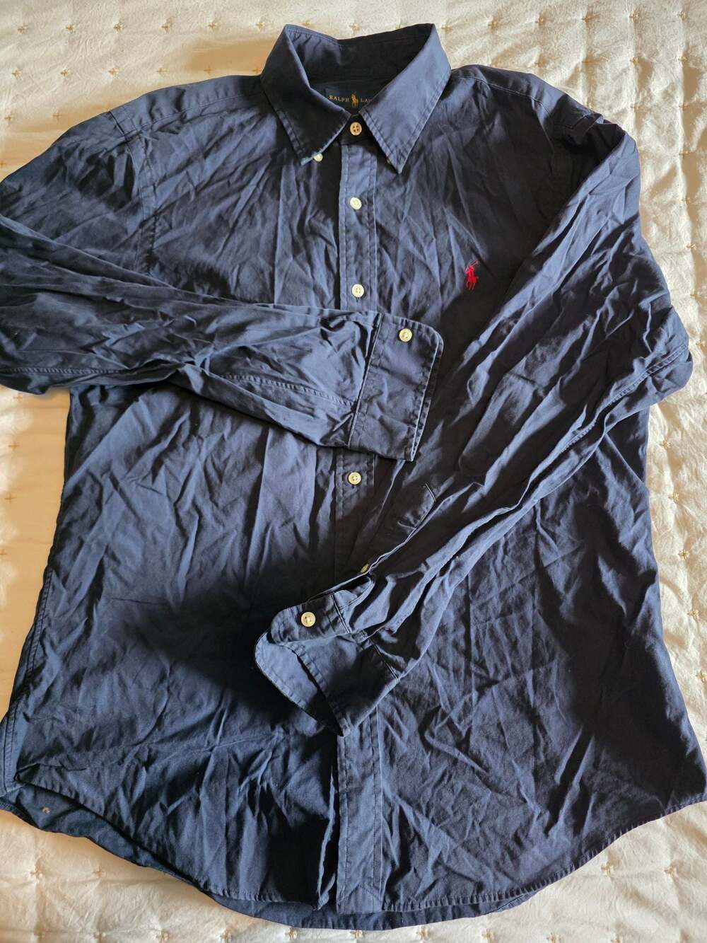 Ralph Lauren Men's Navy Blue Slim Fit Long Sleeve Button-Down Shirt